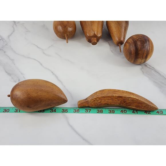 Mid Century Wood Fruit Artificial Food Banana Apple Pear Mango Hand Carved x6 - Picture 13 of 16